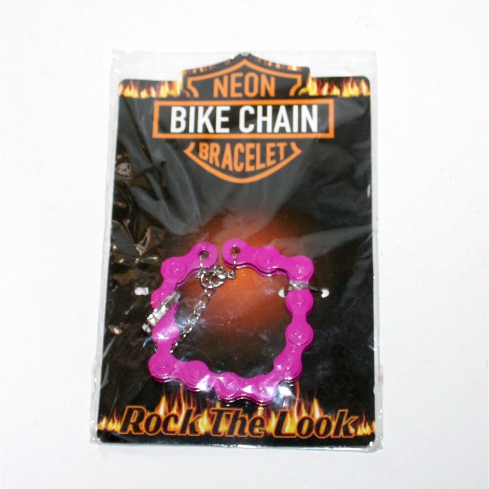 Motorbike Chain woman bracelet neon pink biker girl NEW metal